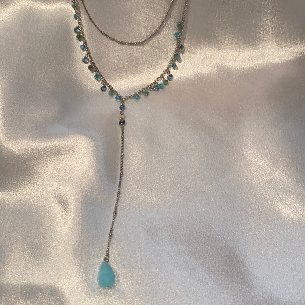 New silver and turquoise beaded layer necklace